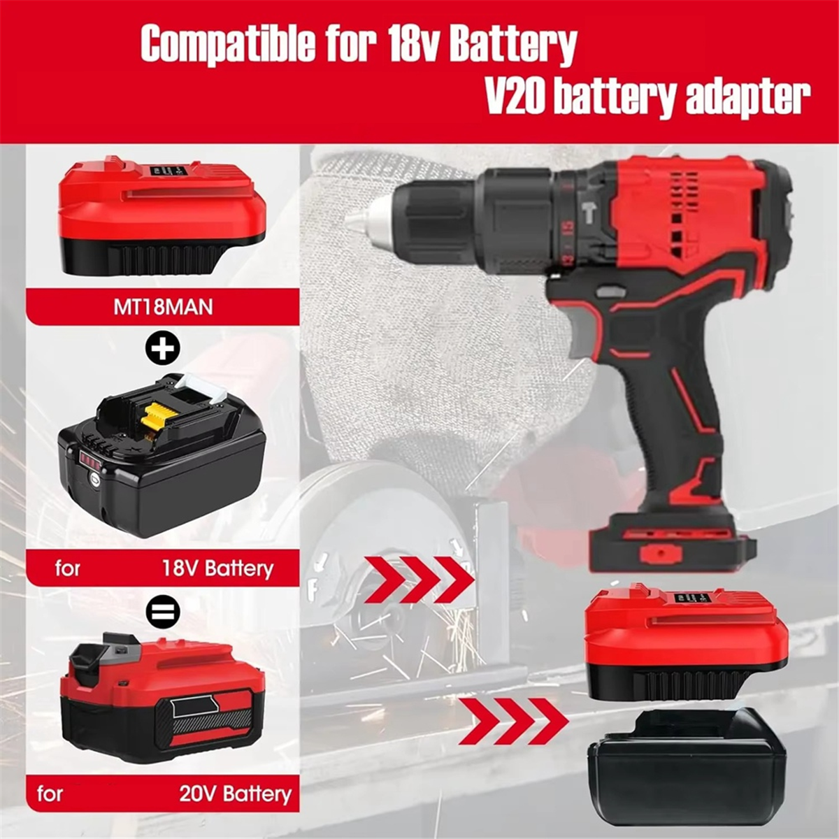 Power Tools Cordless - ABNJ Adapter for V20 Cordless Tools