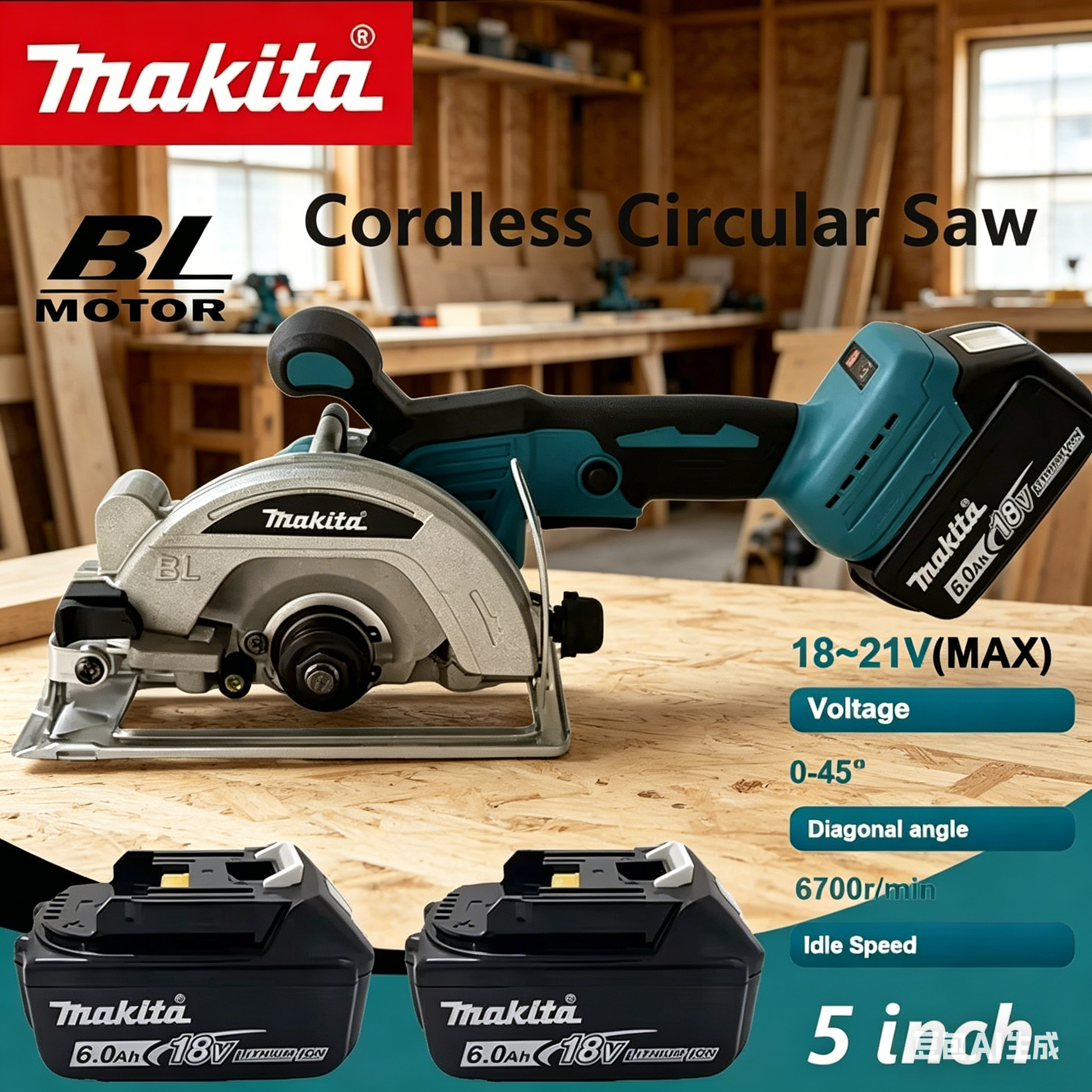 Power Tools Makita Set - Makita 5Inch Brushless Electric Circular Saw
