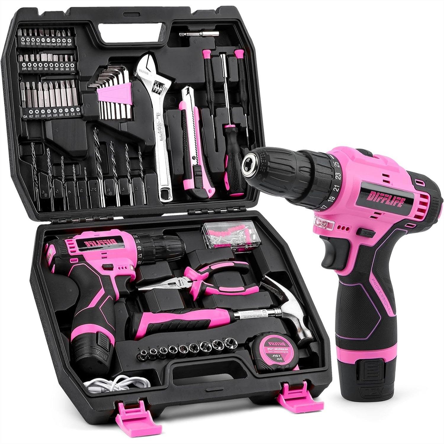 Power Tools Pink - 147 Piece Pink Power Drill Drivers