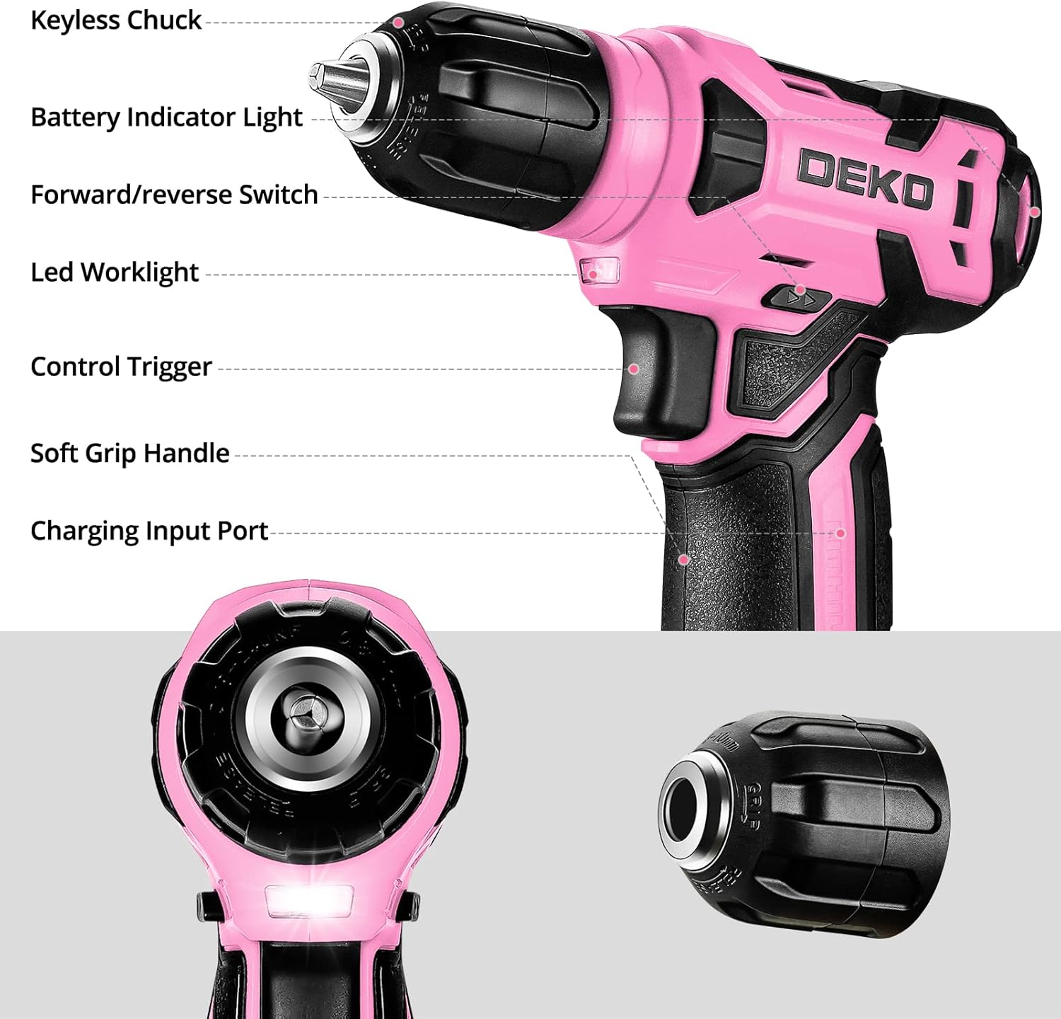 126 Pcs Pink Cordless Drill Se - Power Tools Pink recension och pris