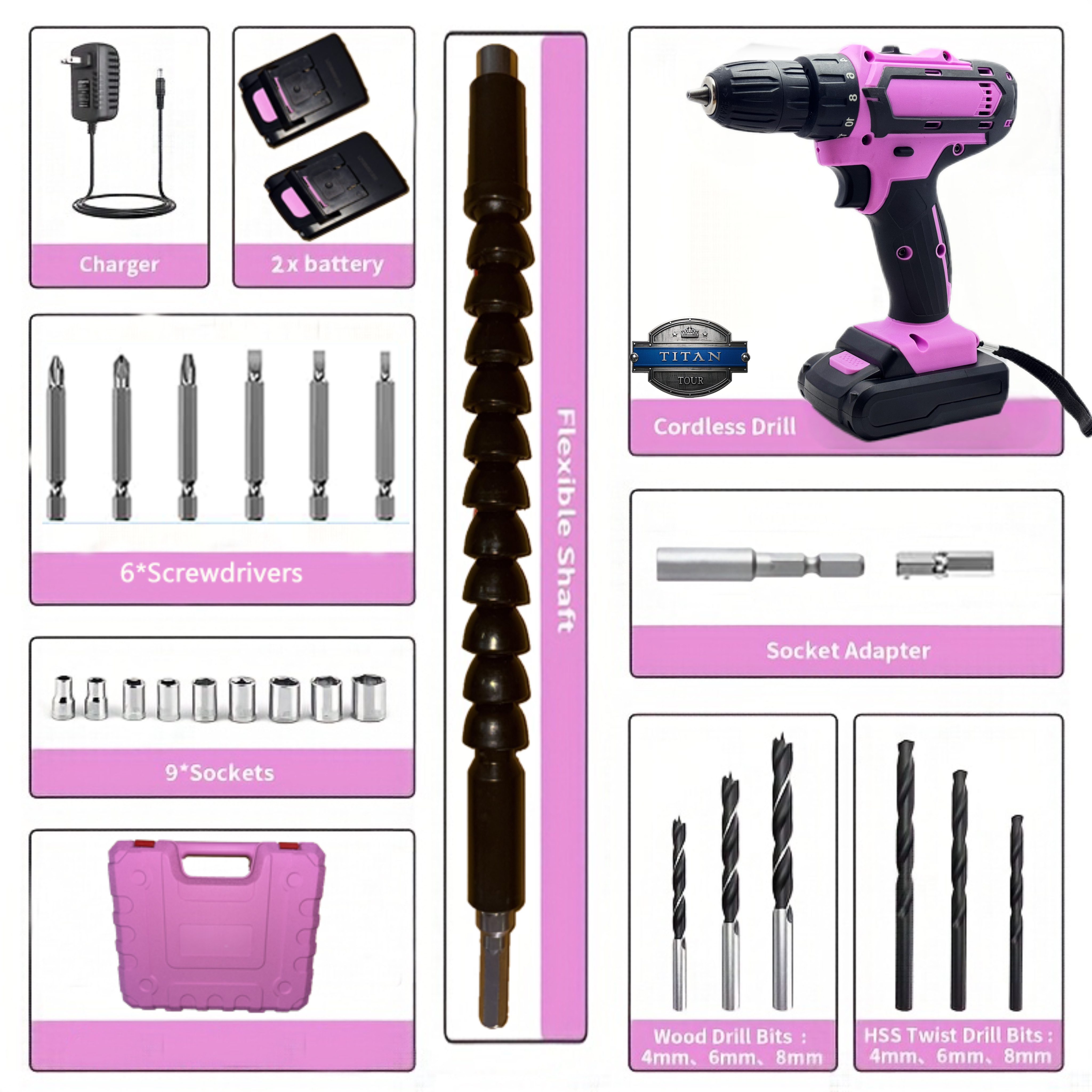 24-Piece Set Brushless Industr - Power Tools Pink recension och pris