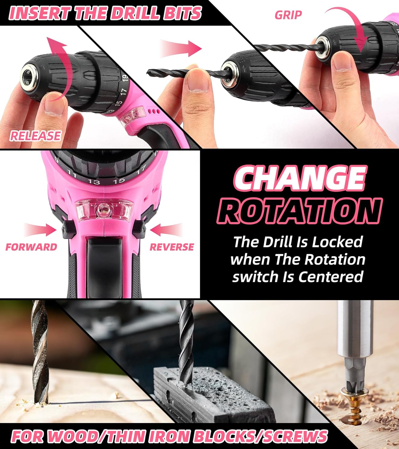 147 Piece Pink Power Drill Dri - Power Tools Pink recension och pris