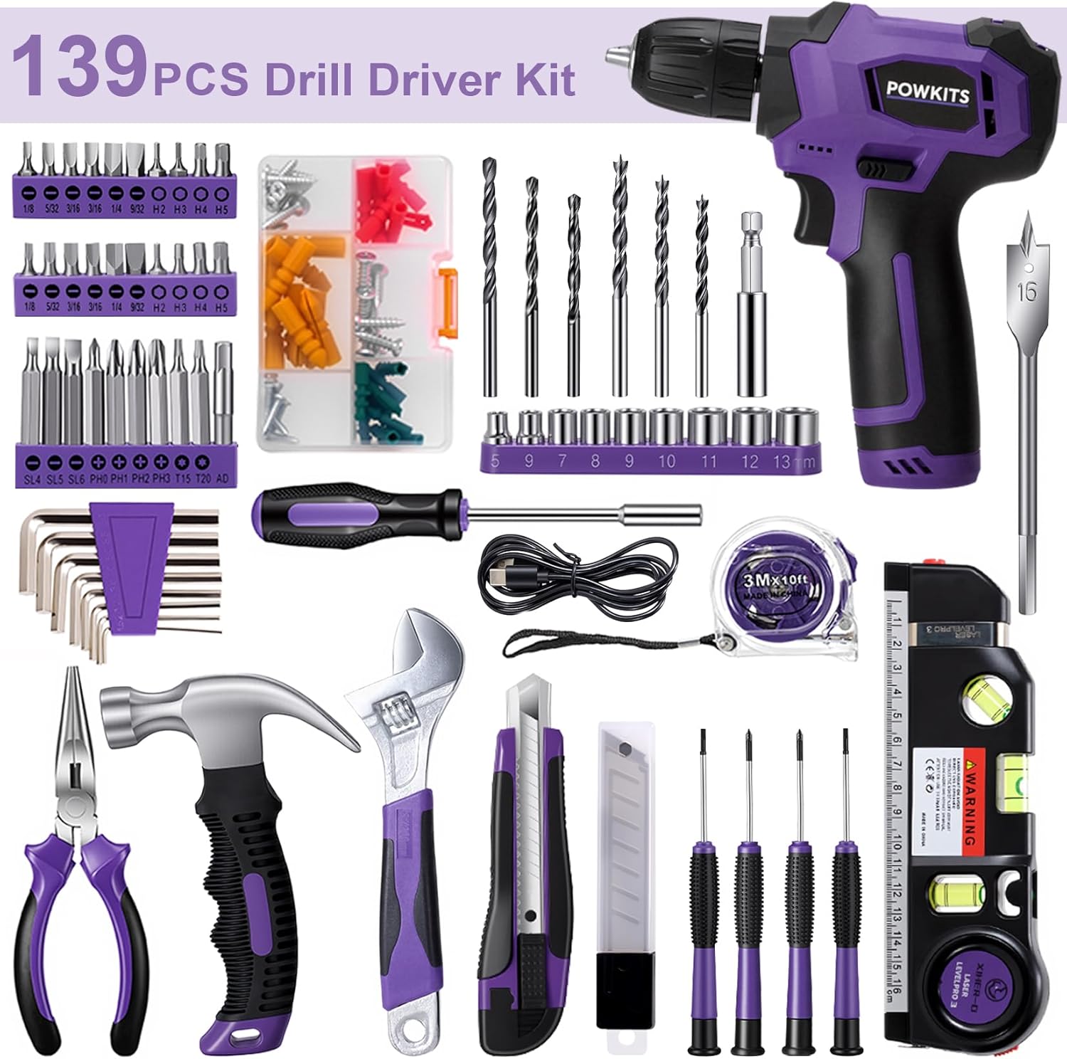 8V Cordless Drill Set, 139-Pie - Power Tools Cordless recension och pris