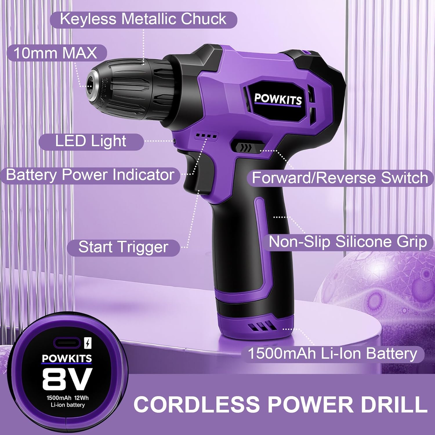 8V Cordless Drill Set, 139-Pie - Power Tools Cordless recension och pris